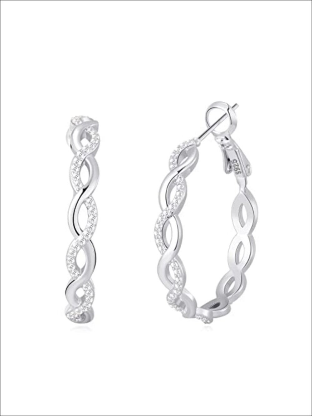 S925 Sterling Silver Post Twisted Hoop Earrings Hypoallergenic